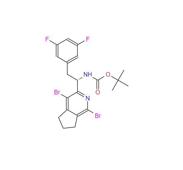 tert-butyl N-[(1S)-1-(1,4-dibromo-6,7-dihydro-5H-cyclopenta[c]pyridin-3-yl)-2-(3,5-difluorophenyl)ethyl]carbamate,tert-butyl N-[(1S)-1-(1,4-dibromo-6,7-dihydro-5H-cyclopenta[c]pyridin-3-yl)-2-(3,5-difluorophenyl)ethyl]carbamate