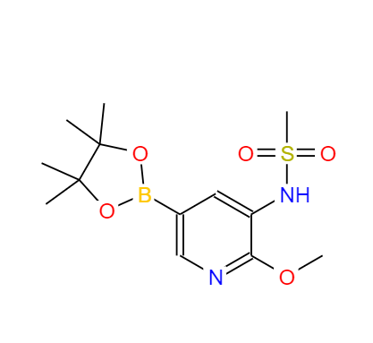 N-[2-(甲氧基)-5-(4,4,5,5-四甲基-1,3,2-二氧杂环戊硼烷-2-基)-3-吡啶基]甲烷磺酰胺,N-[2-METHOXY-5-(4,4,5,5-TETRAMETHYL-1,3,2-DIOXABOROLAN-2-YL)-3-PYRIDINYL]-METHANESULFONAMIDE