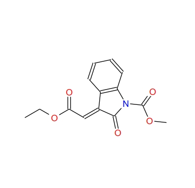 E-3-(2-ethoxy-2-oxoethylidene)-1-methoxycarbonyl-indoline-2-one,E-3-(2-ethoxy-2-oxoethylidene)-1-methoxycarbonyl-indoline-2-one