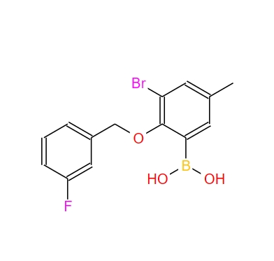 3-溴-2-(3′-氟苯氧基)-5-甲基苯基硼酸,3-Bromo-2-(3′-fluorobenzyloxy)-5-methylphenylboronic acid