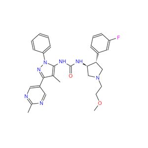 Urea, N-[(3S,4R)-4-(3-fluorophenyl)-1-(2-methoxyethyl)-3-pyrrolidinyl]-N'-[4-methyl-3-(2-methyl-5-pyrimidinyl)-1-phenyl-1H-pyrazol-5-yl]-