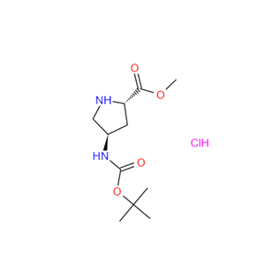 (2S,4R)-4-叔丁氧羰基氨基吡咯烷-2-羧酸甲酯盐酸盐,L-Proline,4-[[(1,1-dimethylethoxy)carbonyl]amino]-,methylester, monohydrochloride,(4R)-(9CI)