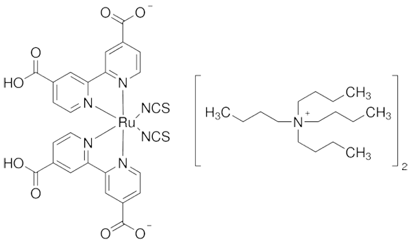 二-四丁铵顺式-双(异硫氰基)双(2,2′-联吡啶-4,4′-二羧基)钌(II),Bis(tetrabutylammonium) Dihydrogen Bis(isothiocyanato)bis(2,2'-bipyridyl-4,4'-dicarboxylato)ruthenium(II)