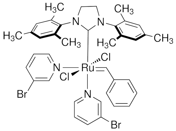 二氯[1,3-雙(2,4,6-三甲基苯基)-2-咪唑烷亞基](亞芐基)雙(3-溴吡啶)釕(II),Dichloro[1,3-bis(2,4,6-trimethylphenyl)-2-imidazolidinylidene](benzylidene)bis(3-bromopyridine)ruthenium