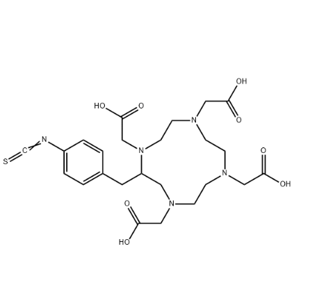 p-SCN-Bn-DOTA,2,2',2'',2'''-(2-(4-isothiocyanatobenzyl)-1,4,7,10-tetraazacyclododecane-1,4,7,10-tetrayl)tetraacetic acid