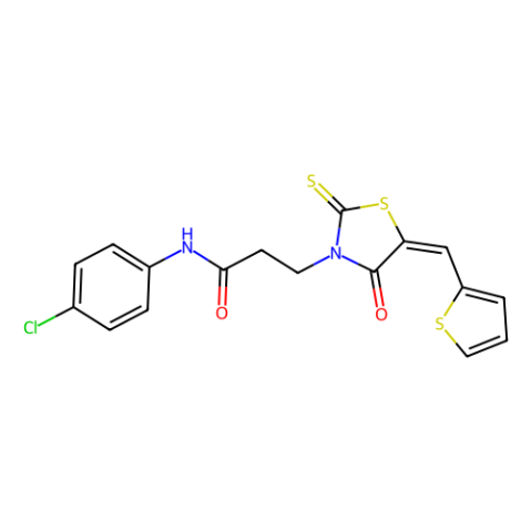 WAY-300570,N-(4-chlorophenyl)-3-[(5E)-4-oxo-2-sulfanylidene-5-(thiophen-2-ylmethylidene)-1,3-thiazolidin-3-yl]propanamide