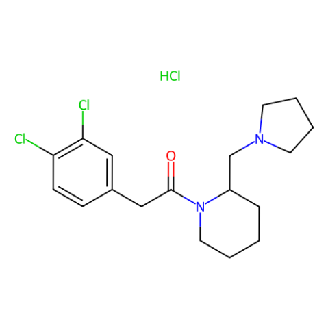 2-(3,4-二氯苯基)-1-(2-(吡咯烷-1-甲基)哌啶-1-基)乙酮鹽酸鹽,2-(3,4-Dichlorophenyl)-1-(2-(pyrrolidin-1-ylmethyl)piperidin-1-yl)ethanone hydrochloride