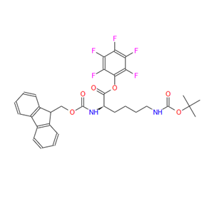 133083-36-0;N'-叔丁氧羰基-N-芴甲氧羰基-D-赖氨酸五氟苯基酯;N'-(tert-Butoxycarbonyl)-N-(9-fluorenylmethyloxycarbonyl)-D-lysine pentafluorophenyl ester