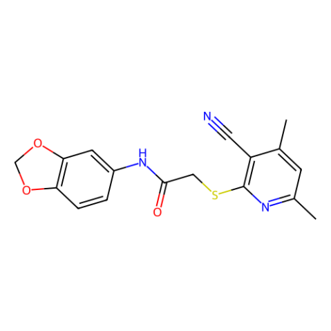 WAY-358008,N-(1,3-benzodioxol-5-yl)-2-(3-cyano-4,6-dimethylpyridin-2-yl)sulfanylacetamide