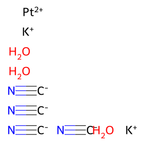 四氰基铂(II)酸钾三水合物,Potassium tetracyanoplatinate(II) trihydrate