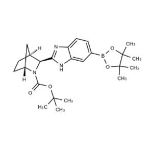 aladdin 阿拉丁 R586808 (1R,3S,4S)-3-(6-(4,4,5,5-四甲基-1,3,2-二氧杂硼杂环戊烷-2-基)-1H-苯并[d]咪唑-2-基)基)-2-氮杂二环[2.2.1]庚烷-2-羧酸叔丁酯 1256387-87-7 98%
