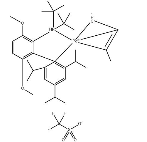 烯丙基[2-(二叔丁基膦基)-3,6-二甲氧基-2',4',6'-三异丙基-1,1'-联苯]三氟甲磺酸钯(II),Trifluoromethanesulfonate allyl[(2-Di-tert-butylphosphino-3,6-dimethoxy-2',4',6'-triisopropyl-1,1'-biphenyl)-2-(2'-amino-1,1'-biphenyl)] palladium(II)