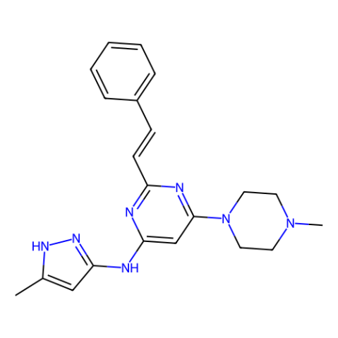 ENMD-2076,6-(4-methylpiperazin-1-yl)-N-(5-methyl-1H-pyrazol-3-yl)-2-[(E)-2-phenylethenyl]pyrimidin-4-amine