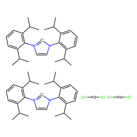 二氯(di-μ-氯)双[1,3-双(2,6-二异丙基苯基)咪唑-2-亚甲基]二钯(II),Dichloro[1,3-bis(2,6-diisopropylphenyl)-1,3-dihydro-2H-imidazol-2-ylidene]palladium(II) dimer