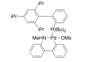 甲烷磺酰基（2-二叔丁基膦基2''，4''，6''-三异丙基-1,1''-联苯）（2''-甲基氨基-1,1''-联苯-2-基）钯（II）二氯甲烷加合物,Methanesulfonato(2-di-t-butylphosphino-2'',4'',6''-tri-i-propyl-1,1''-biphenyl)(2''-methylamino-1,1''-biphenyl-2-yl)palladium(II) dichloromethane adduct