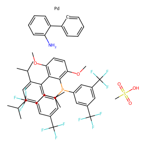 甲烷磺酰基[2-双（3,5-二（三氟甲基）苯基膦基）-3,6-二甲氧基-2''，4''，6''-三异丙基-1,1''-联苯] [ 2''-氨基-1,1''-联苯-2-基）钯（II）,Methanesulfonato[2-bis(3,5-di(trifluoromethyl)phenylphosphino)-3,6-dimethoxy-2'',4'',6''-tri-i-propyl-1,1''-biphenyl](2''-amino-1,1''-biphenyl-2-yl)palladium(II)