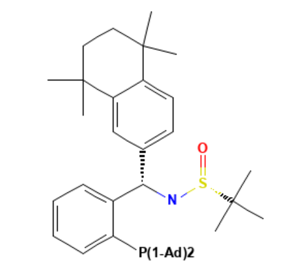 [S(R)]-N-[(S)-[2-(二金刚烷基膦)苯基](5,6,7,8-四氢-5,5,8,8-四甲基-2-萘基)甲基]-2-叔丁基亚磺酰胺,[S(R)]-N-((S)-(2-(Diadamantanphosphino)phenyl)(5,6,7,8-tetrahydro-5,5,8,8-tetramethyl-2-naphthalenyl)methyl]-2-methyl-2-propanesulfinamide