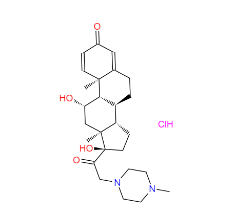 11beta,17-dihydroxy-21-(4-methyl-1-piperazinyl)pregna-1,4-diene-3,20-dione monohydrochloride