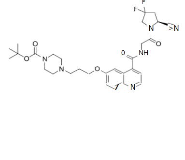 (S)-6-[3-(4-Boc-1-哌嗪基)丙氧基]-N-[2-(2-氰基-4,4-二氟-1-吡咯烷基)-2-氧代乙基]喹啉-4-甲酰胺,FAPI- 14 ,(S)-6-[3-(4-Boc- 1-piperazinyl)propoxy]-N-[2-(2- cyano-4,4-difluoro- 1-pyrrolidinyl)-2-oxoethyl]quinoline-4-carboxamide