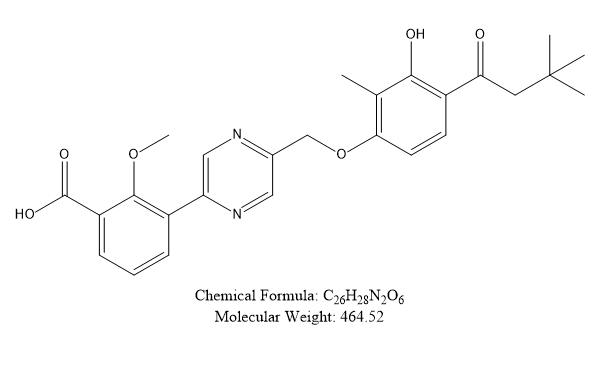 3-(5-((4-(3,3-dimethylbutanoyl)-3-hydroxy-2-methylphenoxy)methyl)pyrazin-2-yl)-2-methoxybenzoic acid,3-(5-((4-(3,3-dimethylbutanoyl)-3-hydroxy-2-methylphenoxy)methyl)pyrazin-2-yl)-2-methoxybenzoic acid