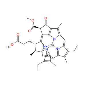 19426-70-1；Hydrogen [3S-(3,4,21)]-[14-ethyl-21-(methoxycarbonyl)-4,8,13,18-tetramethyl-20-oxo-9-vinylphorbine-3-propionato(3-)-N23,N24,N25,N26]cuprate(1-)；