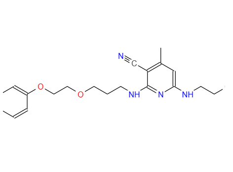 6-[(2-羟乙基)氨基]-4-甲基-2-[[3-(2-苯甲基乙氧基)丙基]氨基]-3-吡啶腈,6-[(2-hydroxyethyl)amino]-4-methyl-2-[[3-(2-phenoxyethoxy)propyl]amino]nicotinonitrile