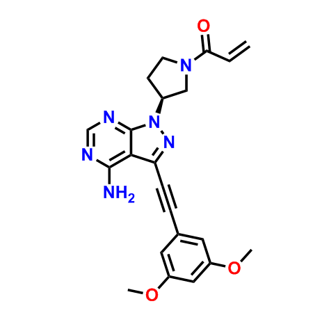 (S)-1-(3-(4-氨基-3-((3,5-二甲氧基苯基)乙炔基)-1H-吡唑并[3,4-d]嘧啶-1-基)吡咯烷-1-基)丙-2-烯-1-酮,(S)-1-(3-(4-Amino-3-((3,5-dimethoxyphenyl)ethynyl)-1H-pyrazolo[3,4-d]pyrimidin-1-yl)pyrrolidin-1-yl)prop-2-en-1-one