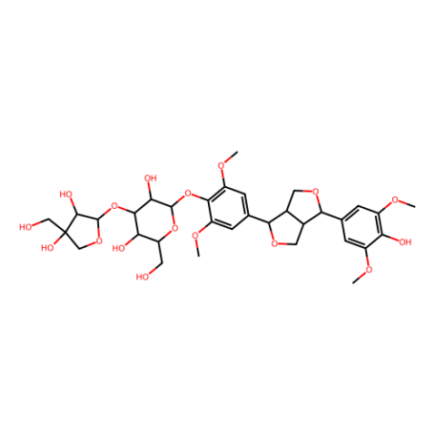 (-)-丁香树脂酚-4-O-Β-D-呋喃芹糖基-(1→2)-Β-D-吡喃葡萄糖苷,(-)-Syringaresnol-4-O-β-D-apiofuranosyl-(1→2)-β-D-glucopyranoside