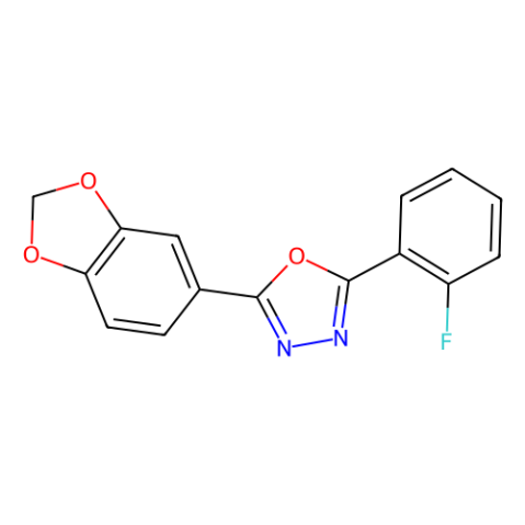 2-(1,3-benzodioxol-5-yl)-5-(2-fluorophenyl)-1,3,4-oxadiazole,2-(1,3-benzodioxol-5-yl)-5-(2-fluorophenyl)-1,3,4-oxadiazole