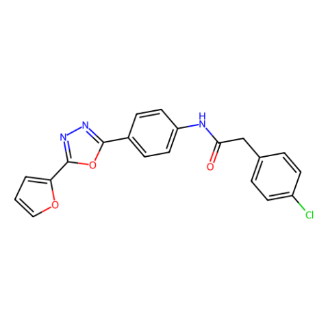 2-(4-chlorophenyl)-N-[4-[5-(2-furanyl)-1,3,4-oxadiazol-2-yl]phenyl]acetamide,2-(4-chlorophenyl)-N-[4-[5-(2-furanyl)-1,3,4-oxadiazol-2-yl]phenyl]acetamide