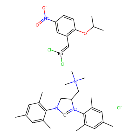 1,3-双（2,4,6-三甲基苯基）-4-[[（三甲基氨）甲基]咪唑啉-2-基]-（2-2-丙氧基-5-硝基亚苄基）二氯氯化钌（II）nitro-StickyCat Cl,1,3-Bis(2,4,6-trimethylphenyl)-4-[(trimethylammonio)methyl]imidazolidin-2-ylidene]-(2-i-propoxy-5-nitrobenzylidene)dichlororuthenium(II) chloride nitro-StickyCat Cl