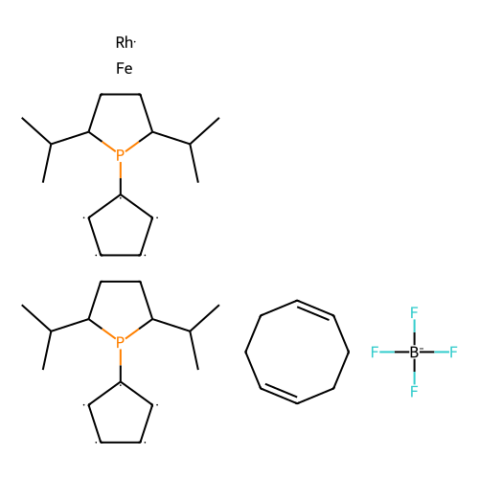 1,1-雙（（2S，5S）-2,5-二異丙基膦?；┒F（環(huán)辛二烯）四氟硼酸銠（I）,1,1-Bis((2S,5S)-2,5-di-i-propylphospholano)ferrocene(cyclooctadiene)rhodium(I) tetrafluoroborate