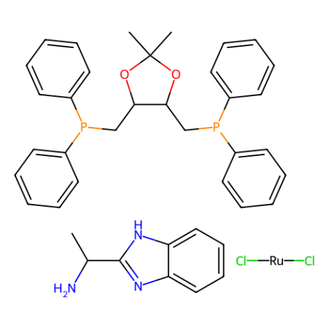 二氯[（4R，5R）-（-）-4,5-雙（二苯基膦基甲基）-2,2-二甲基-1,3-二氧戊環(huán)] [（R）-（+）-2-（α-甲基甲胺）-1H-苯并咪唑]釕（II）,Dichloro[(4R,5R)-(-)-4,5-bis(diphenylphosphinomethyl)-2,2-dimethyl-1,3-dioxolane][(R)-(+)-2-(α-methylmethanamine)-1H-benzimidazole]ruthenium(II)