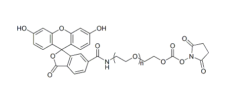 熒光素 PEG N-羥基琥珀酰亞胺, FITC-PEG-NHS,Fluorescein PEG NHS, FITC-PEG-NHS