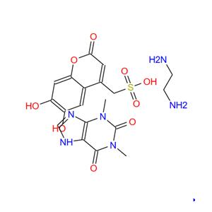 19512-35-7；6,7-dihydroxy-2-oxo-2H-1-benzopyran-4-methanesulphonic acid, compound with 3,7-dihydro-1,3-dimethyl-1H-purine-2,6-dione ethane-1,2-diamine (1:1:2)