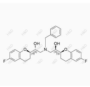 奈必洛尔杂质52(盐酸盐),(R)-2-(benzyl((R)-2-((R)-6-fluorochroman-2-yl)-2-hydroxyethyl)amino)-1-((S)-6-fluorochroman-2-yl)ethanol hydrochloride