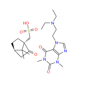 伊索茶碱；19326-29-5；(1S)-2-oxobornane-10-sulphonic acid, compound with 7-[2-(diethylamino)ethyl]-3,7-dihydro-1,3-dimethyl-1H-purine-2,6-dione (1:1)