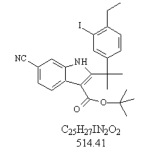 艾乐替尼中间体、2-(2-(4-乙基-3-碘)丙烷-2-基)-6-氰基-1H-吲哚-3-羧酸特丁酯