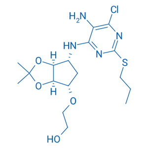 2-(3AR,4S,6R,6AS)-6-(5-胺基-6-氯-2-丙硫基-4-嘧啶基)氨基四氢-2,2-二甲基-4H-环戊烯并-1,3-二氧杂环戊烷-4-基]氧]-乙醇,Ethanol, 2-[[(3aR,4S,6R,6aS)-6-[[5-aMino-6-chloro-2-(propylthio)-4-pyriMidinyl]aMino]tetrahydro-2,2-diMethyl-4H-cyclopenta-1,3-dioxol-4-yl]oxy]-