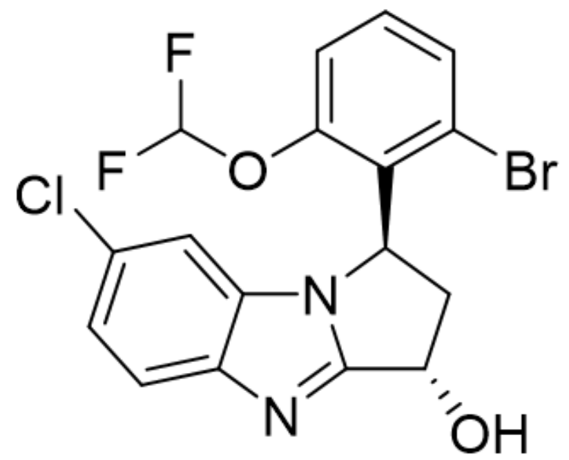 （1R，3S）-1-（2-溴-6-（二氟甲氧基）苯基）-7-氯-2,3-二氢-1H-苯并[d]吡咯并[1,2-a]咪唑-3-醇,(1R,3S)-1-(2-bromo-6-(difluoromet!oxy)phenyl)-7-chloro-23-dihydro-1H-benzo[d]pyrrolo[1,2-]imidazo1-3-0l