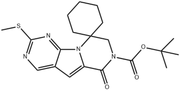 三面體雜質(zhì)10,Spiro[cyclohexane-1,9'(6'H)-pyrazino[1',2':1,5]pyrrolo[2,3-d]pyrimidine]-7'(8'H)-carboxylicacid,2'-(methylthio)-6'-oxo-,1,1- dimethylethyl ester