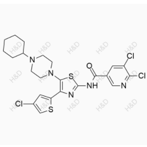 阿伐曲泊帕雜質(zhì)8,5,6-dichloro-N-(4-(4-chlorothiophen-2-yl)-5-(4-cyclohexylpiperazin-1-yl)thiazol-2-yl)nicotinamide