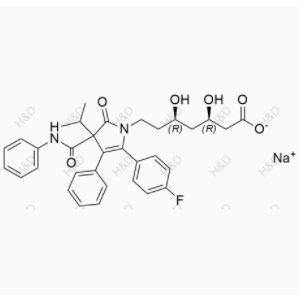 阿托伐他汀內(nèi)酰胺雜質(zhì)鈉鹽,sodium (3R,5R)-7-(5-(4-fluorophenyl)-3-isopropyl-2-oxo-4-phenyl-3-(phenylcarbamoyl)-2,3-dihydro-1H-pyrrol-1-yl)-3,5-dihydroxyheptanoate