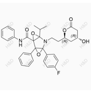 阿托伐他汀杂质49,4-(4-fluorophenyl)-5-(2-((2R,4R)-4-hydroxy-6-oxotetrahydro-2H-pyran-2-yl)ethyl)-6-isopropyl-N,2-diphenyl-3,7-dioxa-5-azatricyclo[4.1.0.02,4]heptane-1-carboxamide