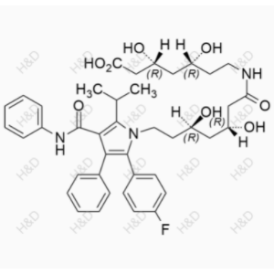 阿托伐他汀钙杂质F,(3R,5R)-7-((3R,5R)-7-(2-(4-fluorophenyl)-5-isopropyl-3-phenyl-4-(phenylcarbamoyl)-1H-pyrrol-1-yl)-3,5-dihydroxyheptanamido)-3,5-dihydroxyheptanoic acid