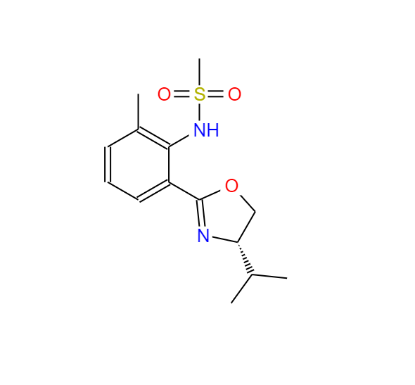 S-甲基配体,(Methanesulfonamide,N-[2-[(4S)-4,5-dihydro-4-(1-methylethyl)-2-oxazolyl]-6-methylphenyl]- )