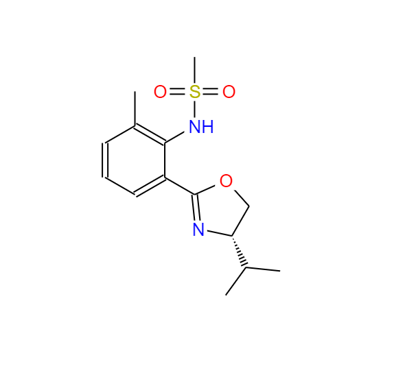 S-甲基配體,(Methanesulfonamide,N-[2-[(4S)-4,5-dihydro-4-(1-methylethyl)-2-oxazolyl]-6-methylphenyl]- )