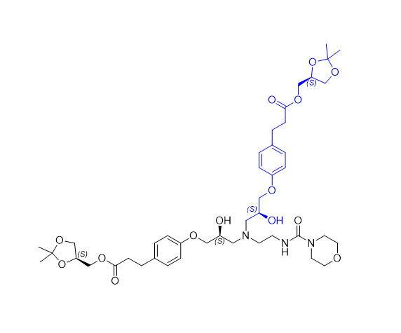 蘭地洛爾雜質(zhì)13,bis(((S)-2,2-dimethyl-1,3-dioxolan-4-yl)methyl) 3,3'-((((2S,2'S)- ((2-(morpholine-4-carboxamido)ethyl)azanediyl)bis(2-hydroxypropane-3,1-diyl))bis(oxy))bis(4,1-phenylene))dipropionate