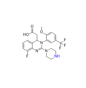 來特莫韋雜質11,2-(8-fluoro-3-(2-methoxy-5-(trifluoromethyl)phenyl)-2-(piperazin-1-yl)-3,4-dihydroquinazolin-4-yl)acetic acid