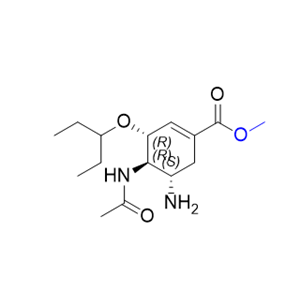 奥司他韦杂质E,methyl (3R,4R,5S)-4-acetamido-5-amino-3-(pentan-3-yloxy)cyclohex-1-ene-1-carboxylate